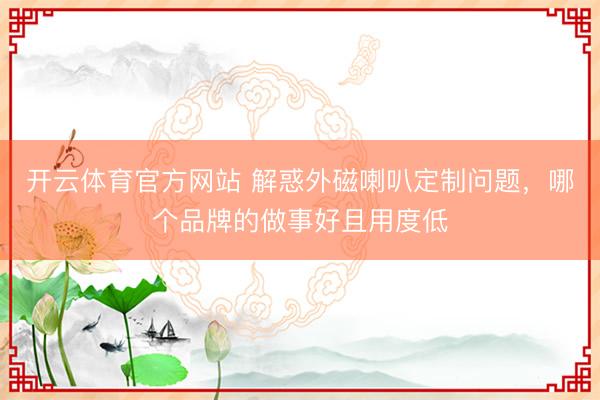 开云体育官方网站 解惑外磁喇叭定制问题,哪个品牌的做事好且用度低
