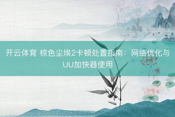 开云体育 棕色尘埃2卡顿处置指南:网络优化与UU加快器使用
