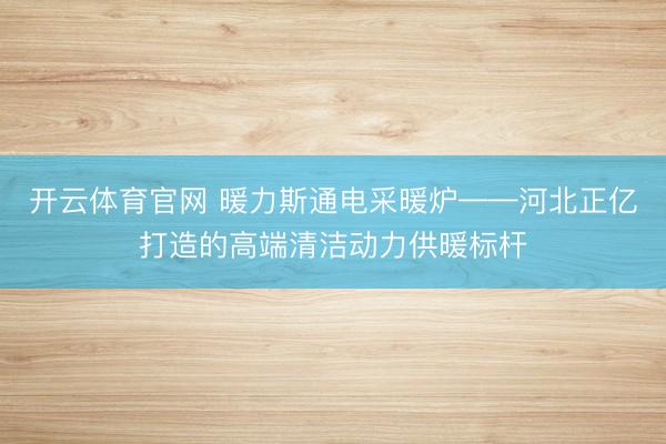 开云体育官网 暖力斯通电采暖炉——河北正亿打造的高端清洁动力供暖标杆