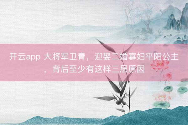 开云app 大将军卫青,迎娶二婚寡妇平阳公主,背后至少有这样三层原因