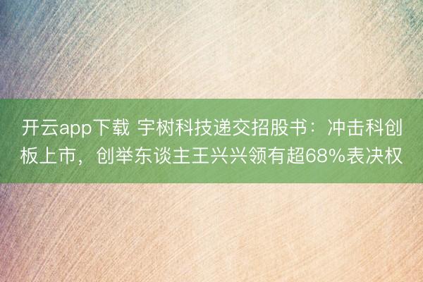 开云app下载 宇树科技递交招股书：冲击科创板上市，创举东谈主王兴兴领有超68%表决权