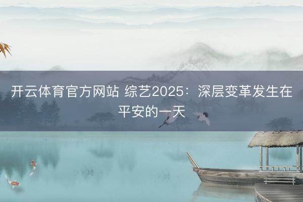 开云体育官方网站 综艺2025：深层变革发生在平安的一天
