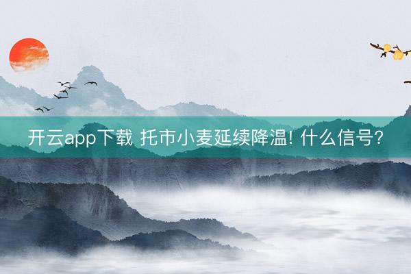 开云app下载 托市小麦延续降温! 什么信号?