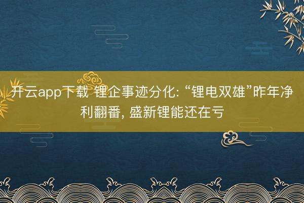 开云app下载 锂企事迹分化: “锂电双雄”昨年净利翻番, 盛新锂能还在亏