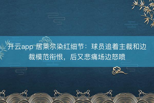 开云app 居莱尔染红细节：球员追着主裁和边裁模范衔恨，后又悲痛场边怒喷