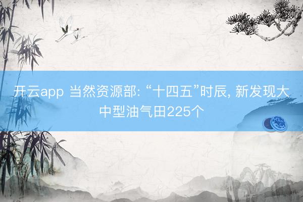 开云app 当然资源部: “十四五”时辰， 新发现大中型油气田225个