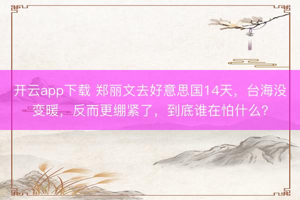 开云app下载 郑丽文去好意思国14天，台海没变暖，反而更绷紧了，到底谁在怕什么？