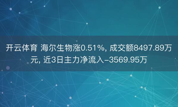 开云体育 海尔生物涨0.51%， 成交额8497.89万元， 近3日主力净流入-3569.95万