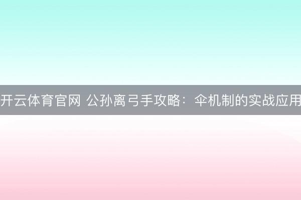 开云体育官网 公孙离弓手攻略：伞机制的实战应用