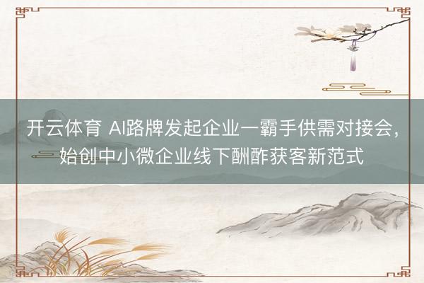 开云体育 AI路牌发起企业一霸手供需对接会，始创中小微企业线下酬酢获客新范式