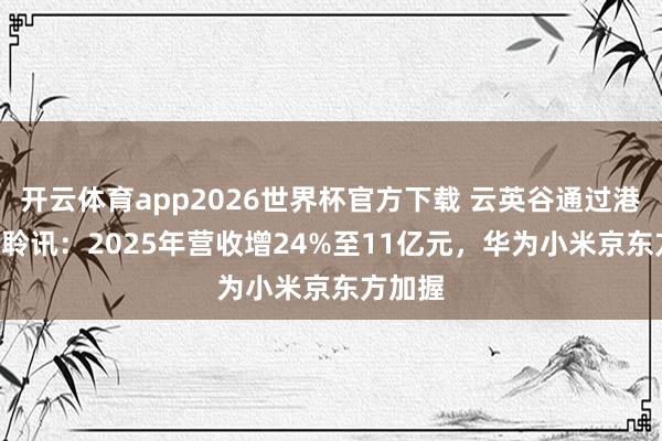 开云体育app2026世界杯官方下载 云英谷通过港股IPO聆讯：2025年营收增24%至11亿元，华为小米京东方加握
