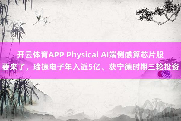 开云体育APP Physical AI端侧感算芯片股要来了,琻捷电子年入近5亿、获宁德时期三轮投资