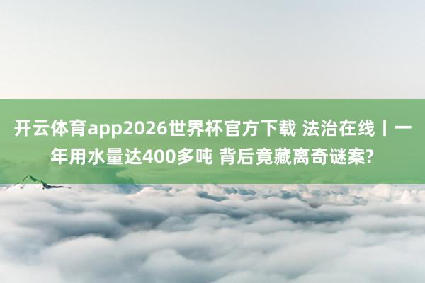 开云体育app2026世界杯官方下载 法治在线丨一年用水量达400多吨 背后竟藏离奇谜案?