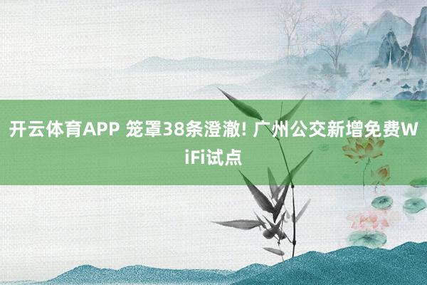 开云体育APP 笼罩38条澄澈! 广州公交新增免费WiFi试点