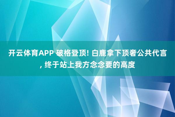 开云体育APP 破格登顶! 白鹿拿下顶奢公共代言, 终于站上我方念念要的高度
