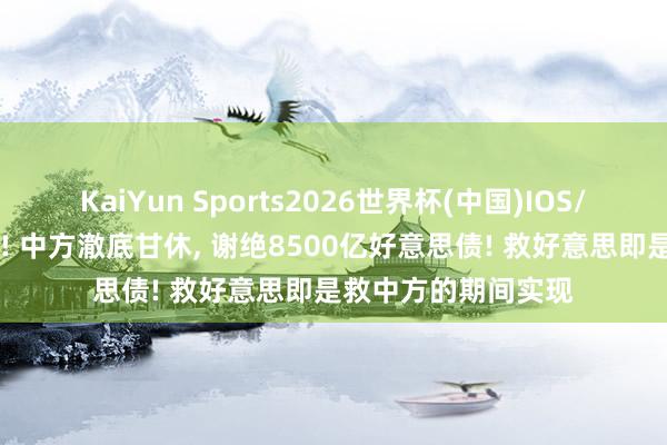 KaiYun Sports2026世界杯(中国)IOS/安卓官方下载 硬气! 中方澈底甘休， 谢绝8500亿好意思债! 救好意思即是救中方的期间实现