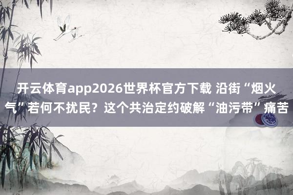 开云体育app2026世界杯官方下载 沿街“烟火气”若何不扰民?这个共治定约破解“油污带”痛苦