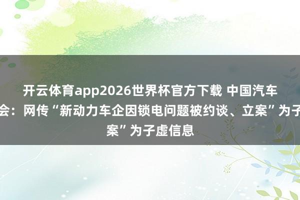 开云体育app2026世界杯官方下载 中国汽车工业协会：网传“新动力车企因锁电问题被约谈、立案”为子虚信息