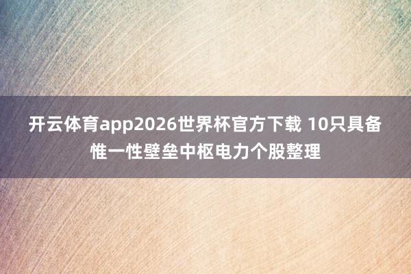 开云体育app2026世界杯官方下载 10只具备惟一性壁垒中枢电力个股整理