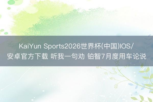 KaiYun Sports2026世界杯(中国)IOS/安卓官方下载 听我一句劝 铂智7月度用车论说