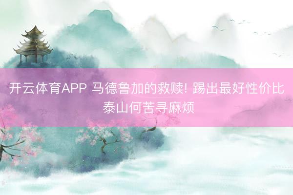 开云体育APP 马德鲁加的救赎! 踢出最好性价比 泰山何苦寻麻烦