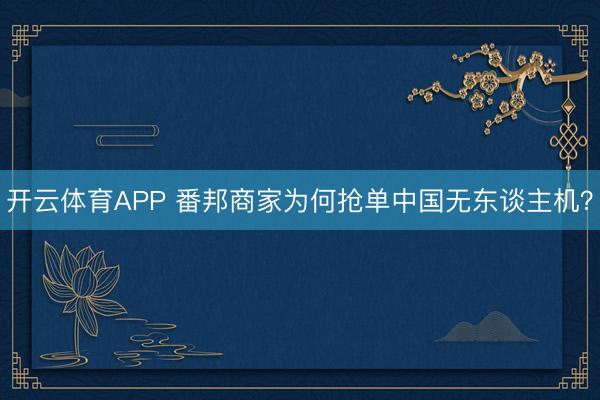 开云体育APP 番邦商家为何抢单中国无东谈主机?