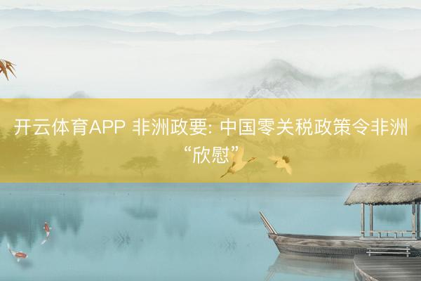 开云体育APP 非洲政要: 中国零关税政策令非洲“欣慰”