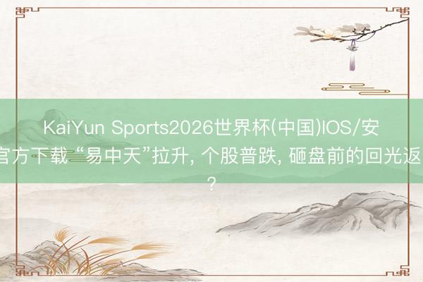 KaiYun Sports2026世界杯(中国)IOS/安卓官方下载 “易中天”拉升, 个股普跌, 砸盘前的回光返照?