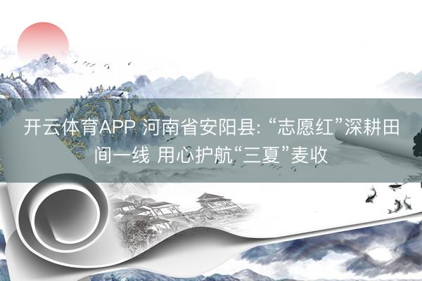 开云体育APP 河南省安阳县: “志愿红”深耕田间一线 用心护航“三夏”麦收