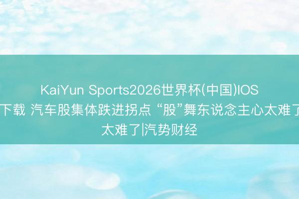 KaiYun Sports2026世界杯(中国)IOS/安卓官方下载 汽车股集体跌进拐点 “股”舞东说念主心太难了|汽势财经
